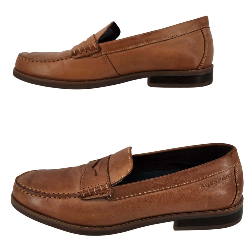 Rockport Penny Loafers Mens 10 Tan Brown‎ Leather truTECH CH0906 Excellent